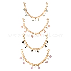 Legierung Emaille Blume mit ABS-Kunststoff Perle Runde Perle Charme Eisen Kette Tasche dekorative Ketten&nbsp;HJEW-FS00054-03