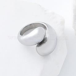 女性用304ステンレススチールカフオープンリング  ティアドロップ  ステンレス鋼色  usサイズ7（17.3mm）&nbsp;AP0200-2