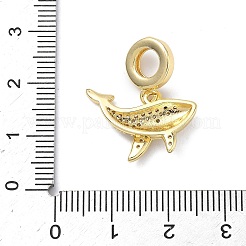 Латунные подвески с микропаве из прозрачных кубических цирконий в виде морских животных в европейском стиле&nbsp;KK-Z143-02G-05