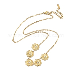 Colliers pendentifs en forme de fleur en acier inoxydable 304 sertis de micro-pavés de zirconiums cubiques pour femmes&nbsp;NJEW-F367-01A-G