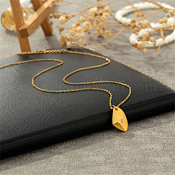 Ожерелья с многоугольной подвеской из нержавеющей стали и стразами JX4099-1