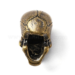 真鍮製ヨーロピアンビーズ  大穴ビーズ  スカル  アンティークブロンズ  19x13x17mm  穴：5.5mm&nbsp;KK-WH0044-50AB