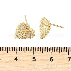 Серьги-гвоздики из латуни с микро-паве и прозрачным фианитом в форме сердца EJEW-G433-02G