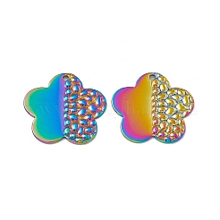 イオンプレーティング（IP）304ステンレスペンダント  花のチャーム  虹色  23x23.5x1mm  穴：1.5mm&nbsp;STAS-B031-21R