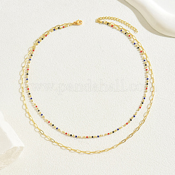 Старинные латунные цветные эмалевые двухслойные ожерелья для женщин OH1707