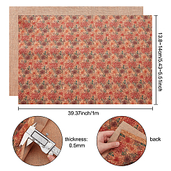 Bastelstoff aus Korkholz mit Blumenmuster&nbsp;DIY-WH0387-03