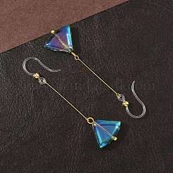 Серьги-подвески в виде веера из нержавеющей стали 304 с гальваническим покрытием EJEW-Z129-11G-03