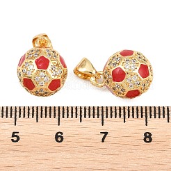 Pendenti con tema sportivo in ottone micro pavé di zirconi cubici trasparenti&nbsp;KK-D232-22G-04