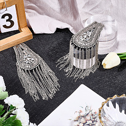 Кисточка из железной цепочки в форме капли с эполетами из стразов&nbsp;AJEW-WH20006-326A-P