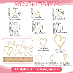 Pendenti con castone posteriore aperto in lega di placcatura a cremagliera da 44 pz 11 stili&nbsp;FIND-OC0014-19
