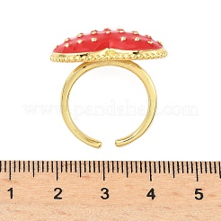 Сердечки из латуни с эмалью манжеты для женщин RJEW-A069-10G