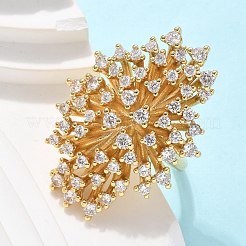 Латунные кольца-манжеты с микропаве и прозрачным цирконием для женщин RJEW-C126-15G