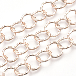 アイアン製ローロチェーン  ベルチャーチェーン  溶接されていない  スプールで  ローズゴールド  リンク：15x1.8mm  約39.37フィート（12m）/ロール&nbsp;CH-S125-014-RG