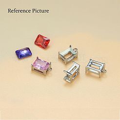 304ステンレススチールラインストーン爪留め  ステンレス鋼色  長方形  8x6mmのラインストーンに適する  11x7x5mm  穴：1.6mm&nbsp;STAS-U042-03A-P