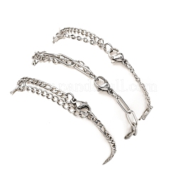 3 шт. 3 стиля браслетов-цепочек и звеньев из нержавеющей стали 304 Figaro и скрепок для женщин&nbsp;BJEW-JB12432