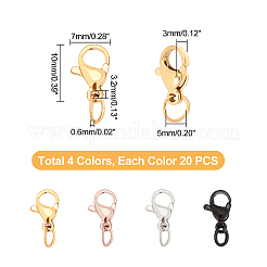 80 шт. 4-цветное ионное покрытие (IP) из нержавеющей стали 304 карабины-лобстеры STAS-DC0006-22