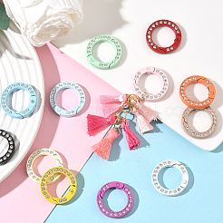 24 шт. 12-цветные кольца-пружинки из цинкового сплава со стразами&nbsp;FIND-SC0019-50A