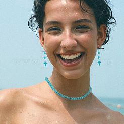 6 нить 3 нити окрашенных синтетических бирюзовых бусин 8~16x8~12 стилей G-FH0002-46A