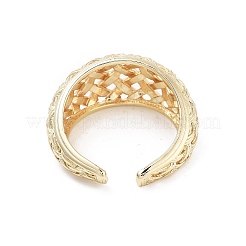 Полые клетки тартана латунные открытые манжеты кольца для женщин&nbsp;LS-RJEW-Z055-05G-02