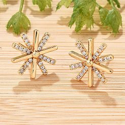 Серьги-гвоздики из латуни с микропаве из прозрачных кубических цирконий для женщин EJEW-G428-03G