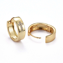 Серьги-кольца Huggie из латуни с прозрачным фианитом и прозрачным фианитом ZIRC-H109-03G
