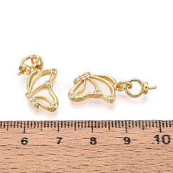 Подвески-булавки с микропаве из кубических цирконий и ракушек в форме чашечки-жемчужины из латуни KK-T079-45G