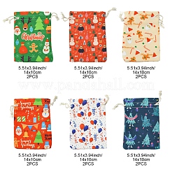 12 шт. 6 стиля тканевых мешков для хранения с рождественской тематикой ABAG-FS0001-09