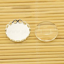 Cabochon bases de latón y redondas plana cabochons de cristal claros transparentes&nbsp;KK-X0003-S-RS