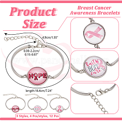 12шт 3 цвета слово надежда стеклянные браслеты звенья&nbsp;BJEW-NB0001-12