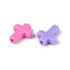 不透明なプラスチックビーズ  クロス  ミックスカラー  15.5x12x4.5mm  穴：2mm  約1250個/500g&nbsp;KY-N025-17