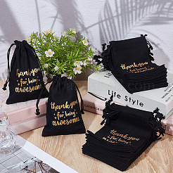 30 шт. джутовые тканевые сумки с завязкой и золотым тиснением&nbsp;ABAG-GO0001-05