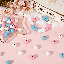 120шт 4 цвета окрашенные бусины из натурального дерева WOOD-SP0001-11B