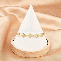 Латунные браслеты-цепочки с микропаве из прозрачных кубических цирконий для женщин BJEW-A090-10A-G