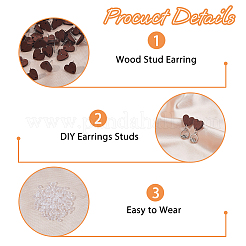 60 шт. деревянные серьги-гвоздики EJEW-FI0003-33A