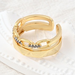 Латунные микро проложить манжеты кольца кубического циркония RJEW-D313-13PG