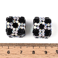 Бусины из полимерной глины со стразами и квадратным акрилом&nbsp;CLAY-T022-03B