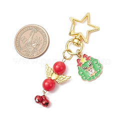 5 шт. Рождественский непрозрачный акриловый ангел и эмалевые украшения из сплава HJEW-JM04243