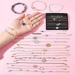 8 комплект из 8-х стилей браслетов из железного сплава для женщин BJEW-FS0001-10