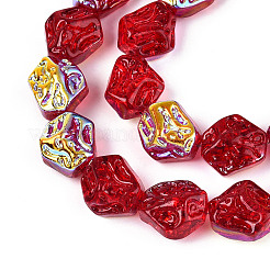 Прозрачность гальванизированные стеклянные бусины нити GLAA-T023-41A-02