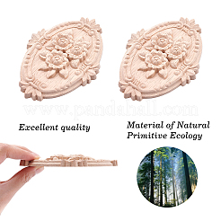 Bois de caoutchouc massif naturel sculpté onlay applique artisanat&nbsp;WOOD-GF0001-27