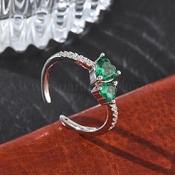 Messing Micro Pave Zirkonia Manschette offene Ringe&nbsp;RJEW-Z145-03P