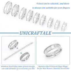 Set di 201 anelli scanalati in acciaio inossidabile per uomo e donna&nbsp;RJEW-UN0002-64B