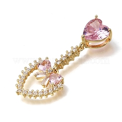 Pendentifs en laiton sertis de micro-pavés de zirconiums cubiques colorés pour la Saint-Valentin&nbsp;KK-E802-09G