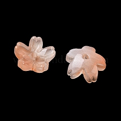 染色・加熱ガラスビーズキャップ  5  - 花びらの花  ダークオレンジ  10.5x11x4.7mm  穴：1mm&nbsp;GLAA-Z019-03K