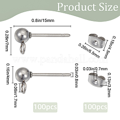 100 шт. фурнитура для сережек-гвоздиков из нержавеющей стали 304 STAS-SP0001-55P