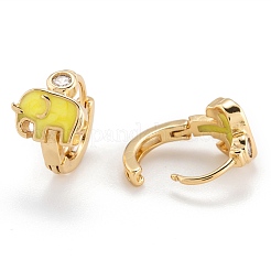 Серьги-кольца Huggie из латуни с прозрачным фианитом и прозрачным фианитом EJEW-P187-D