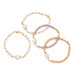 4шт 4 цвета стеклянный жемчуг круглые бусины браслеты для женщин&nbsp;BJEW-JB11975