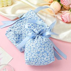 Тканевые высокие жаккардовые цветочные сахарные подарочные сумки на шнурке с ручкой&nbsp;ST-CJ0004-01A