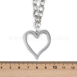 Halsketten mit hohlem Herzanhänger aus Edelstahl 304 für Damen&nbsp;NJEW-F345-01P
