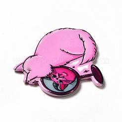 ハロウィンプリントアクリルパーツ  猫の模様  42x41.5x2.3mm  穴：1.8mm&nbsp;MACR-K330-09E